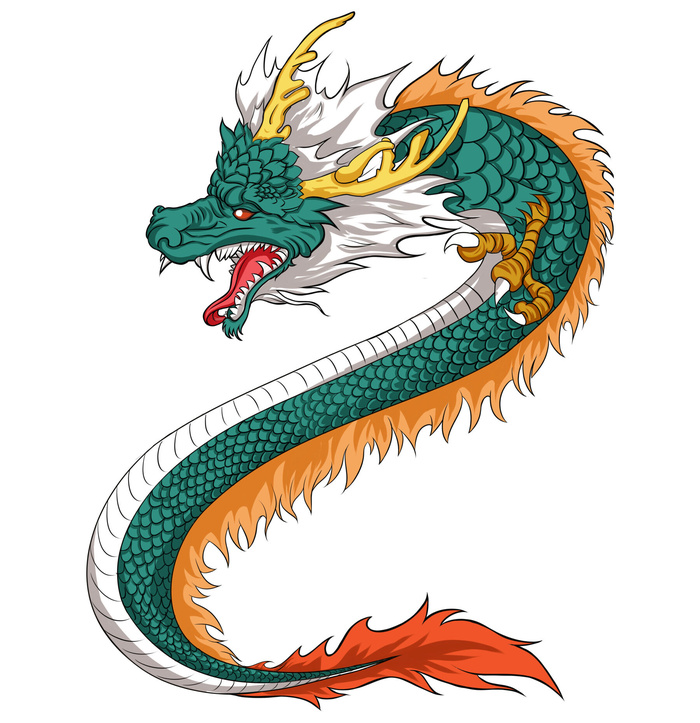 手绘国潮中国风神龙凤凰卡通形象插画装饰元素图案PSD设计素材psd模版下载