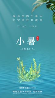 简约文艺小暑节气海报