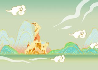 国潮五羊石像地标建筑