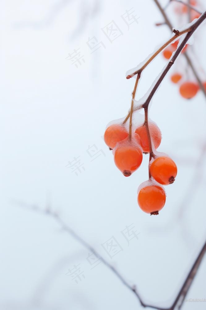 简约冬天树枝雪景背景