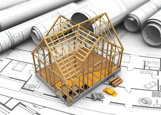 室内设计图纸上的木质房屋框架高清图片建筑效果图