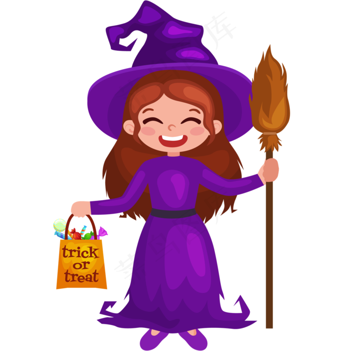 卡通万圣节手绘人物可爱小女孩