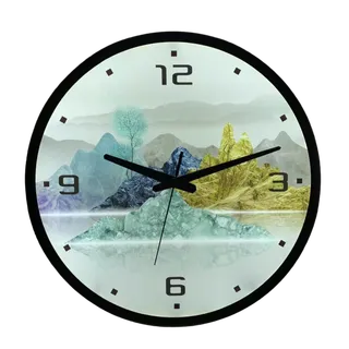 精美3D立体效果风景画图案时钟壁灯免扣素材