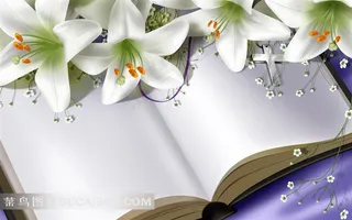 精美百合花书本素材