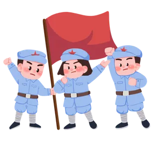 手绘八路军军人建党节建军节爱国插画