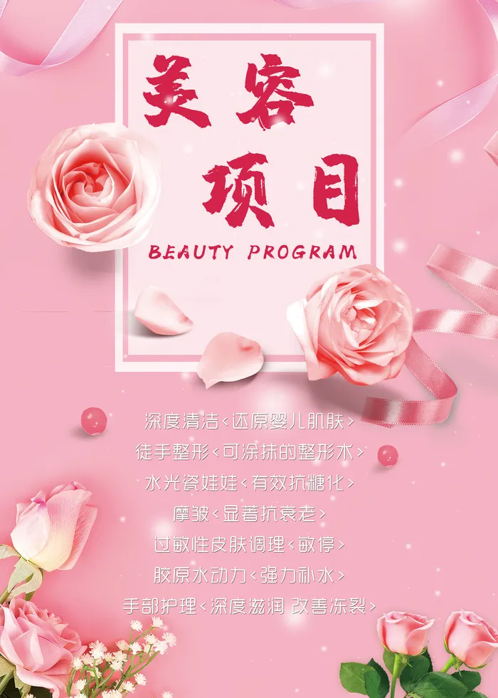 美容项目表psd模版下载