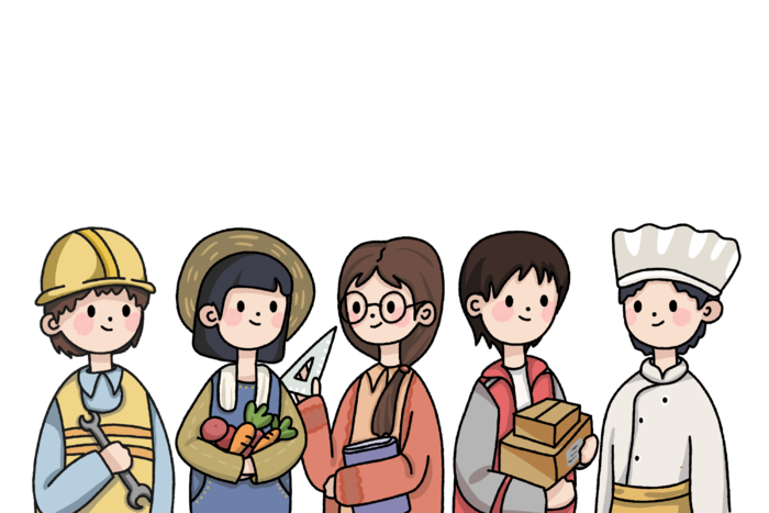 五一劳动节劳动人民群像插画