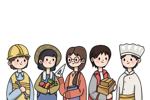 五一劳动节劳动人民群像插画