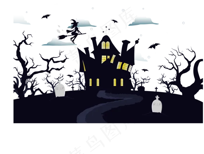 万圣节节日卡通素材城堡