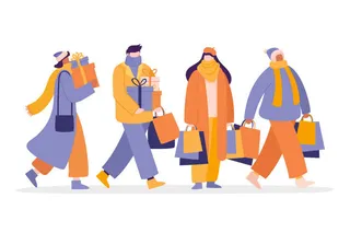 冬天服饰服装冬装穿冬装保暖冬季卡通人物男女装Ai矢量图片素材