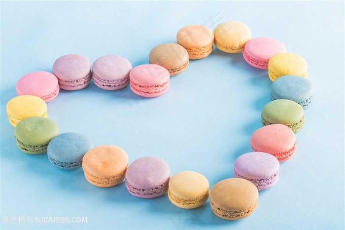 马卡龙法式甜点小圆饼心形造型素材情人节小清新素材