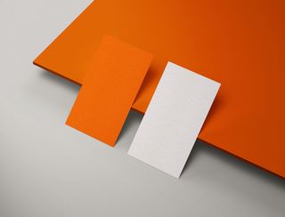 橙色正反面质感名片展示样机