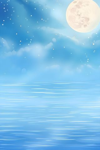 创意现代中国风月满蓝色背景