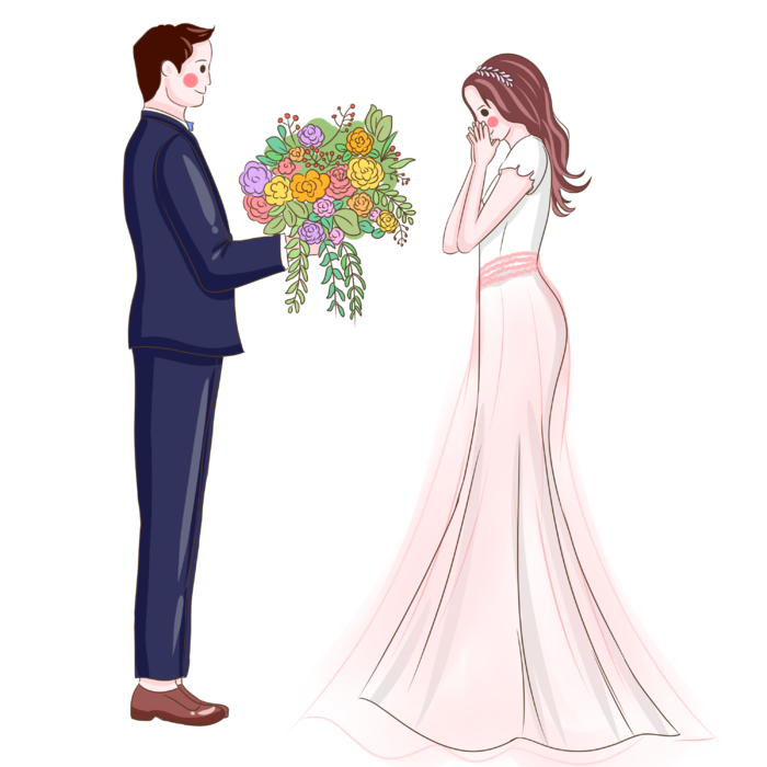 婚纱卡通人物婚礼白纱结婚婚纱摄影手绘