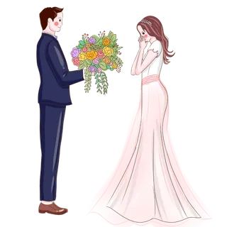 婚纱卡通人物婚礼白纱结婚婚纱摄影手绘