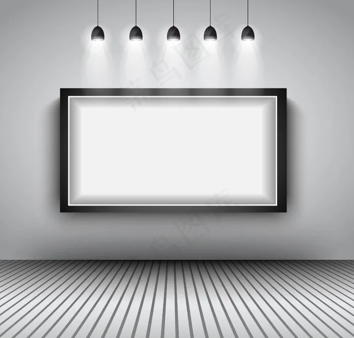 墙面挂画样机ai矢量模版下载