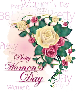 38妇女节三八女神女王粉色花朵玫瑰艺术字设计png免抠ps素材
