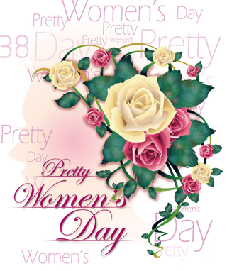 38妇女节三八女神女王粉色花朵玫瑰艺术字设计png免抠ps素材