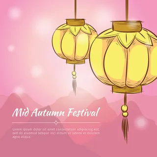 中秋快乐灯笼紫色背景