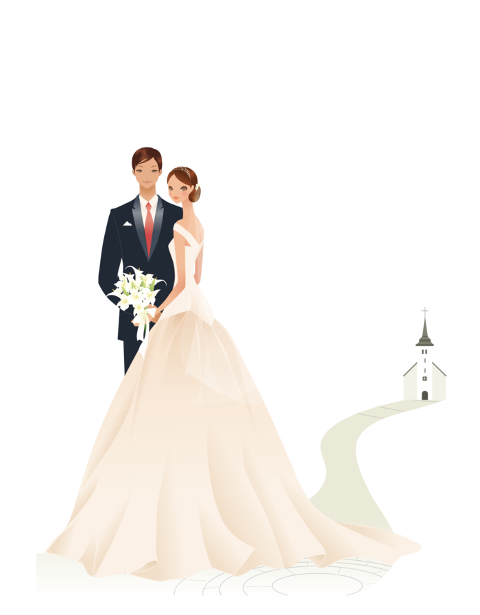 婚纱卡通人物婚礼白纱结婚婚纱摄影手绘