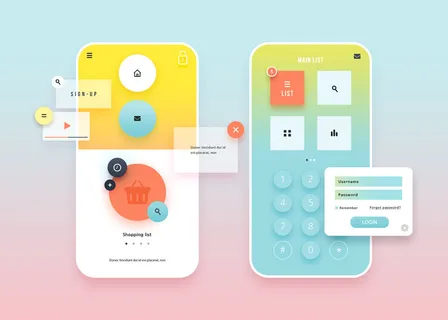 UI多页面包装展示手机APP交互界面样机长图概念PSD设计模板