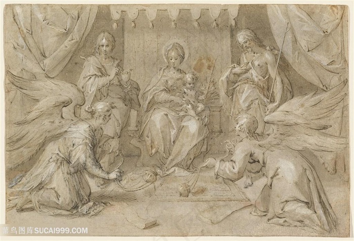 卧室人物客厅素描装饰画