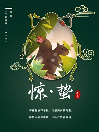 24二十四节气中国风创意惊蛰节日宣传海报模板PSD设计素材