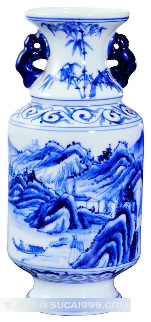 水墨山水画瓷瓶 水墨山水画瓷瓶