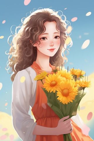 教师花束线条绘画背景