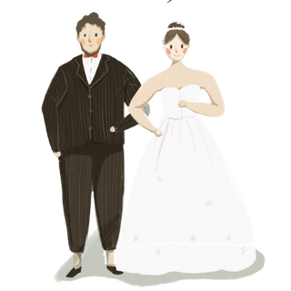 婚纱卡通人物婚礼白纱结婚婚纱摄影手绘