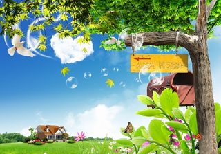 梦幻春景大树背景墙