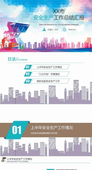 安全生产月工作总结汇报PPT模板预览图