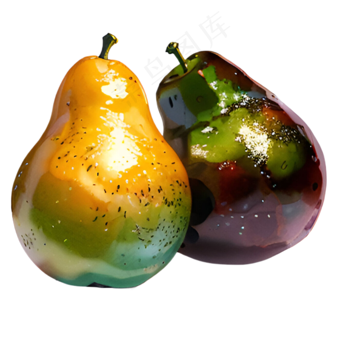 绿色分享高清手绘免抠素材图梨水果PNG6