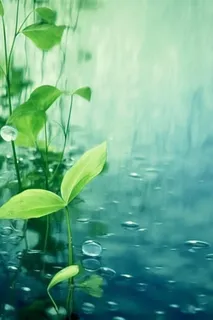 叶子水滴宁静背景图