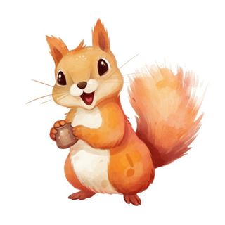卡通插画松鼠松果免抠