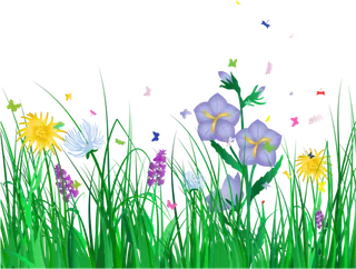 草丛花朵卡通简笔春季谷雨