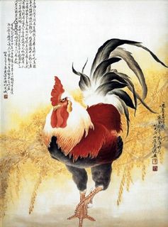 油画 鸡群 风景 背景墙