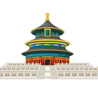 复古中国风国潮古建筑插画手绘高楼古塔PSD素材亭子png免抠图