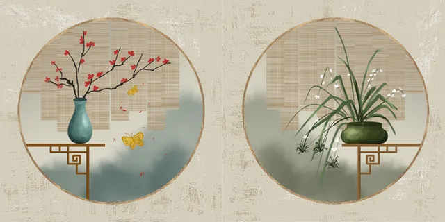 民俗花鸟客厅装饰画