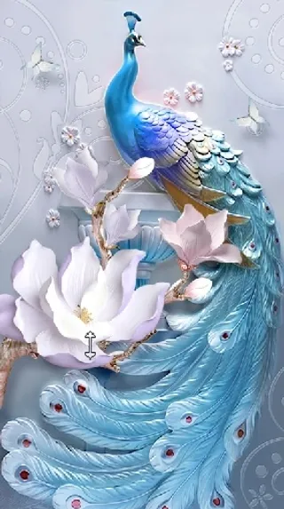 雕塑荷花孔雀背景墙