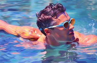 游泳池游泳男生背景