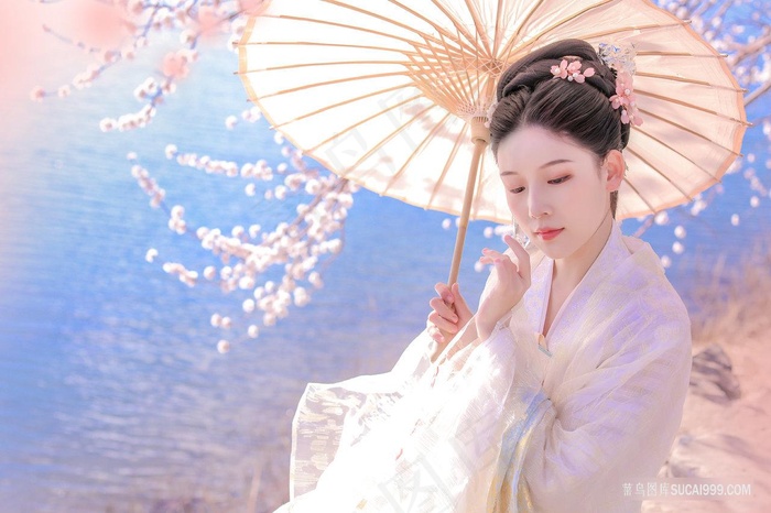 超清彩虹滤镜古风美女图片