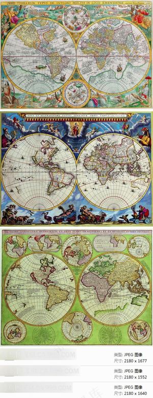 欧式复古地图插画素材