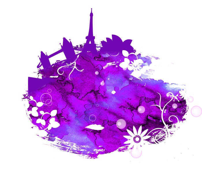 紫色浪漫风简约梦幻插画插图水墨油画名片海报背景图片素材