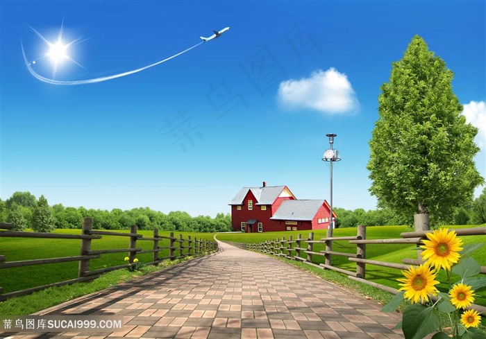 乡村美景韩式自然背景