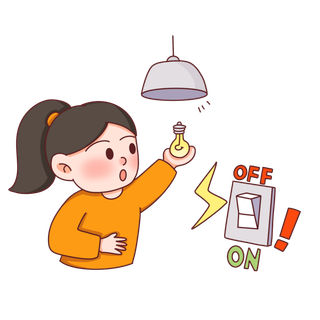 卡通手绘安全用电元素插画 