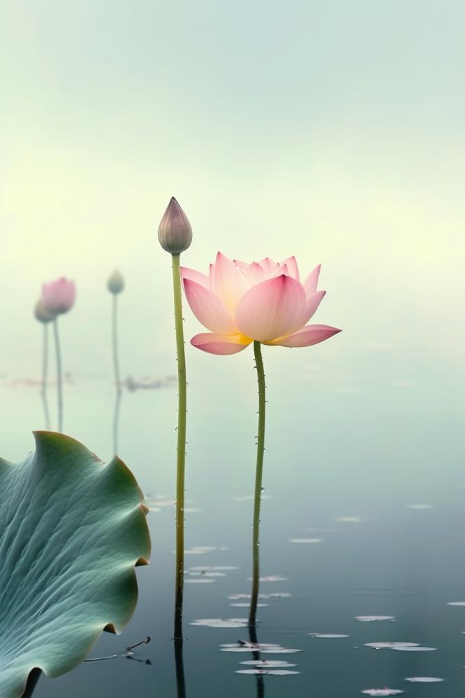 简约雾面荷花池塘背景