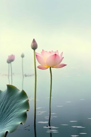 简约雾面荷花池塘背景