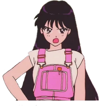 玫红背带裤女孩卡通