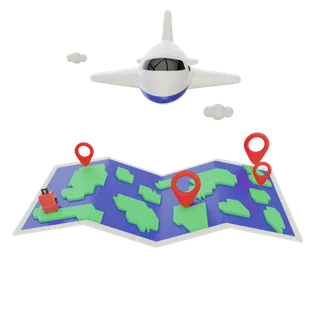 飞机旅游地图行程机票旅行模型免扣元素 
